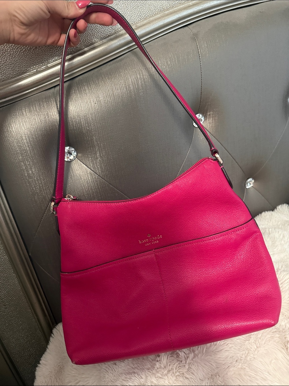 kate spade Hot Pink Pebbled Leather Shoulder Bag